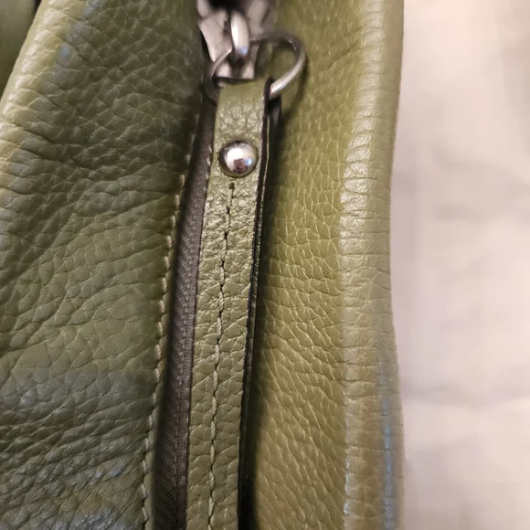 Coach Olive Green Pebble Leather Crossbody with Silver Chain - Picture 6 of 6